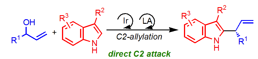 インドールの直接的かつエナンチオ選択的なC2位アリル化反応